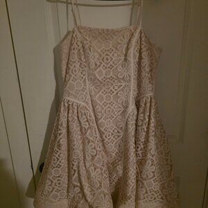 Anthropologie Cream Lace Spaghetti Strap Mini Dress Size 8 NWT